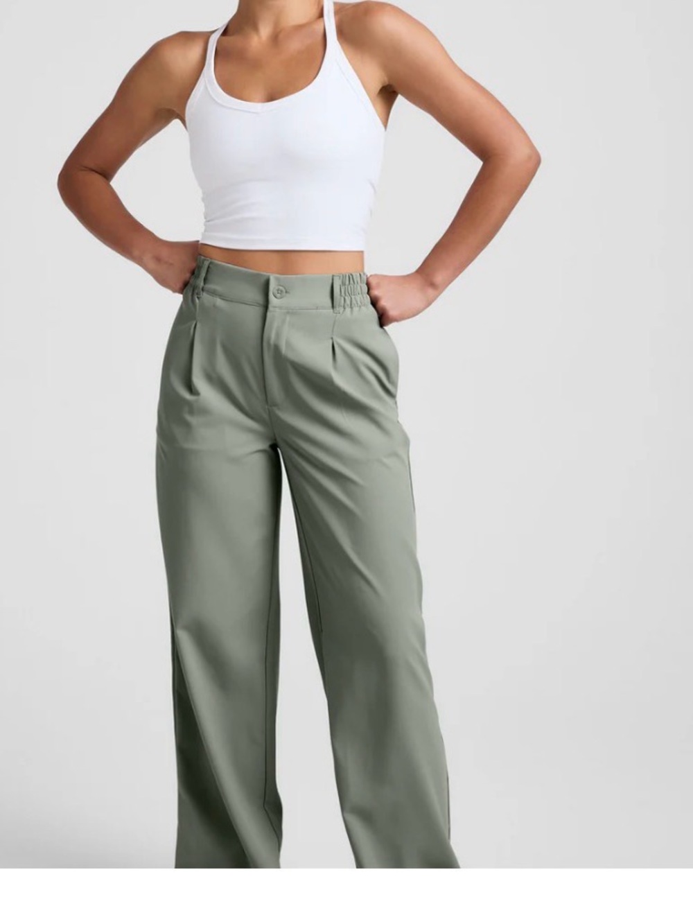 Beyond Yoga Status Wide Leg Trouser - Grey Sage